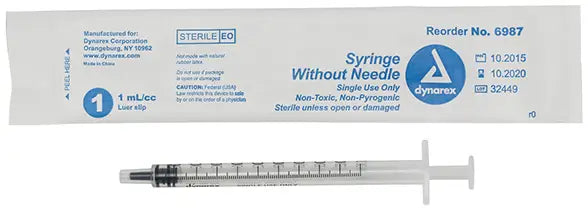 Dynarex Syringes without Needles, 1 cc, Luer-Lock or Luer-Slip