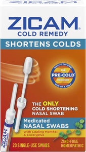 Zicam Cold Remedy Nasal Swabs with Cooling Menthol and Eucalyptus, 20 ct image