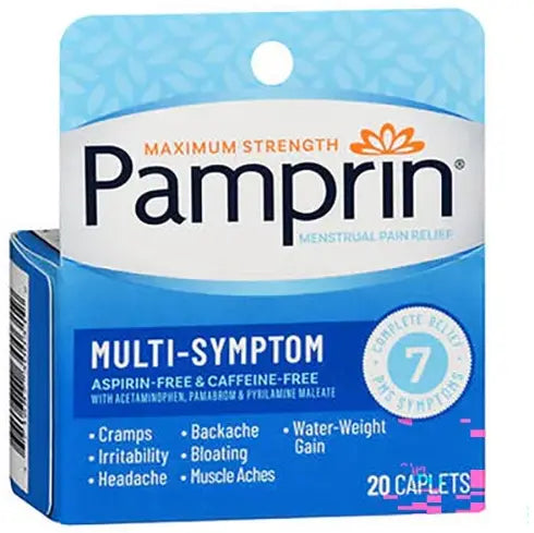 Pamprin Maximum Strength Multi-Symptom Caplets, 20 Count