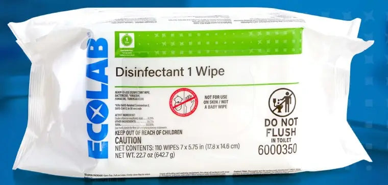 Ecolab Disinfectant 1 Wipe with Plastic-Free Substrate