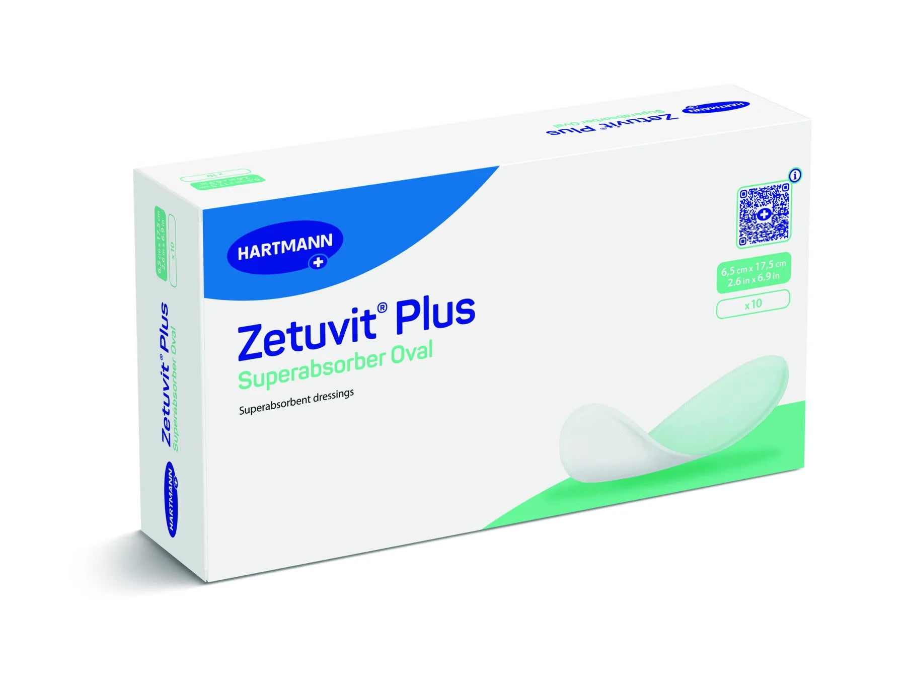 HARTMANN Zetuvit Plus Non-Bordered Superabsorbent Oval Dressing, 2.6 x 6.9 Inch