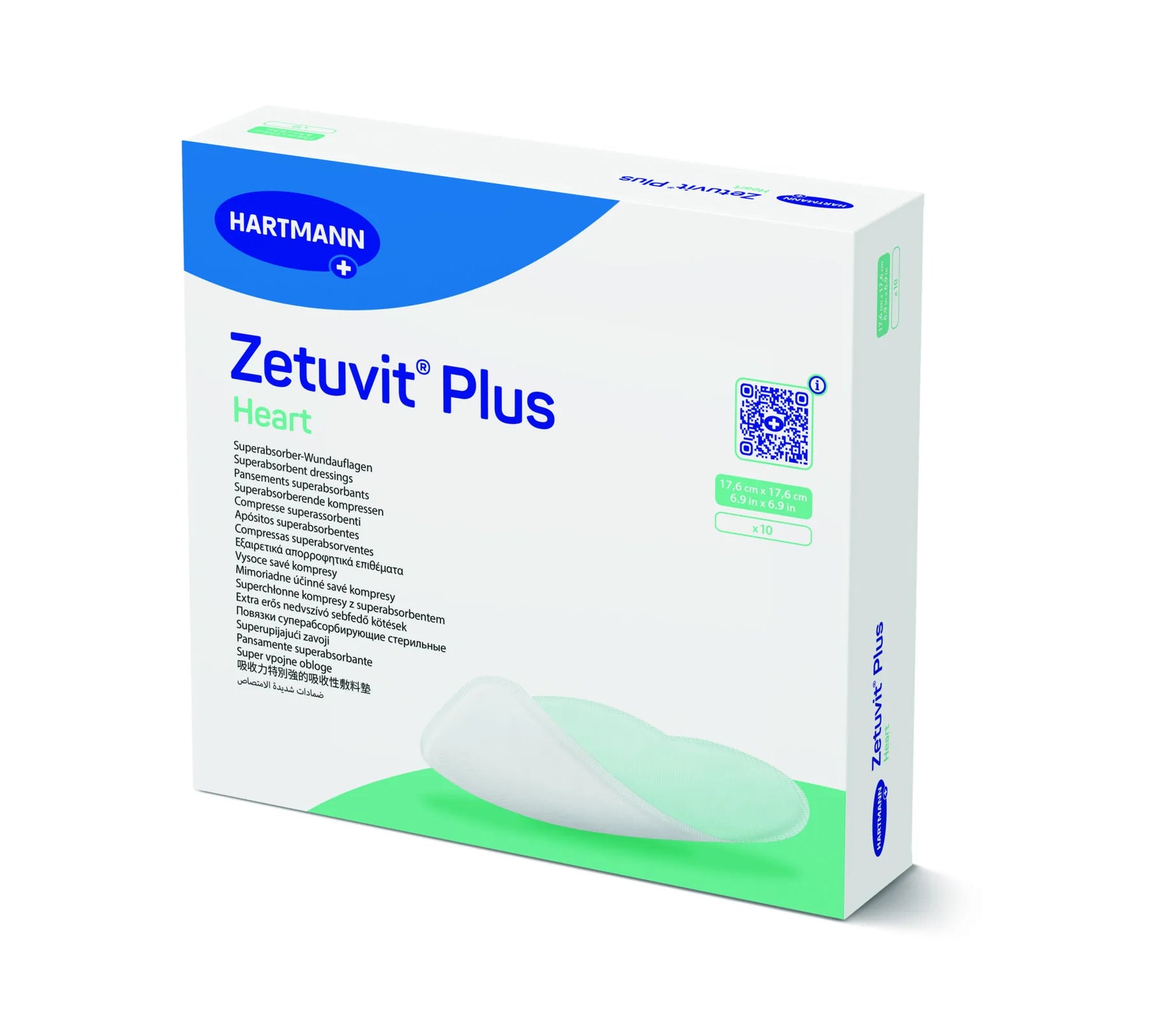 HARTMANN Zetuvit Plus Non-Bordered Superabsorbent Heart Dressing, 6.9 x 6.9 Inch