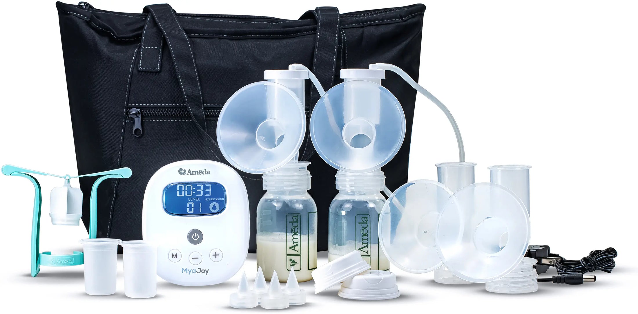 Ameda Mya Joy Double Electric Breast Pump with Large Tote and Accessories