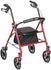 Drive Medical Durable 4-wheel Rollator with Fold Up Removable Back, Red