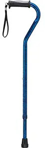 Drive Medical Blue Crackle Offset Handle Cane with Gel Grip