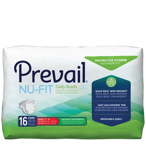 First Quality Prevail Nu-Fit Adult Brief, Medium, 32–44 Inch Waist
