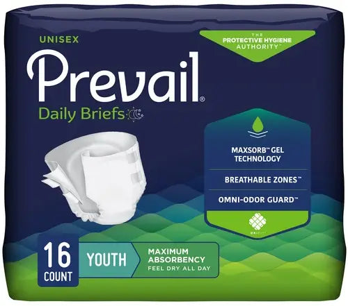 Prevail PM Youth/X-Small Incontinence Briefs 15-22" Waist