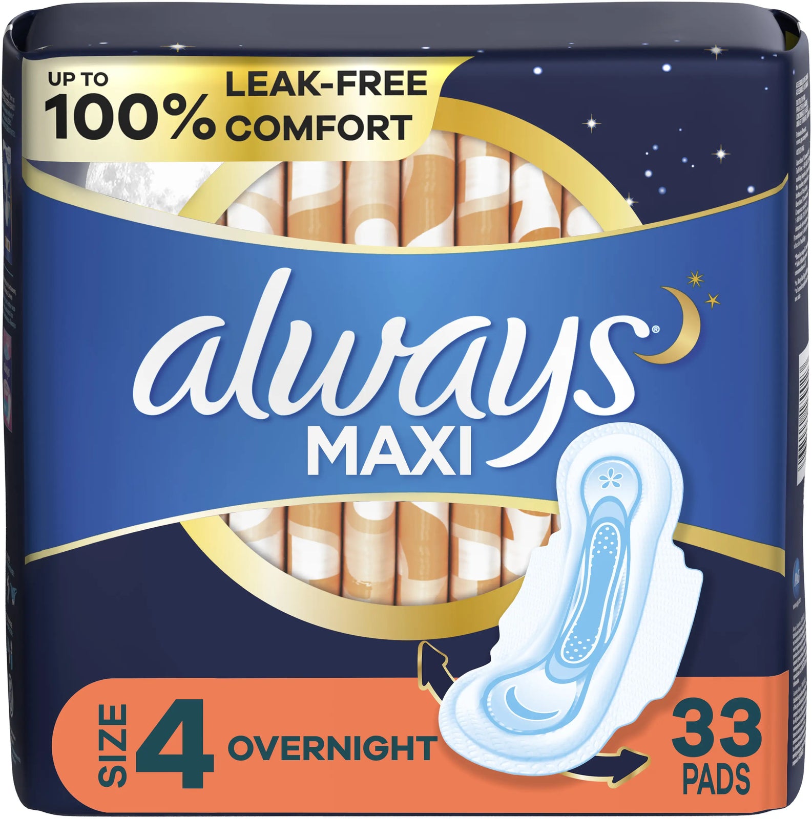 Always Overnight Feminine Pads with Wings