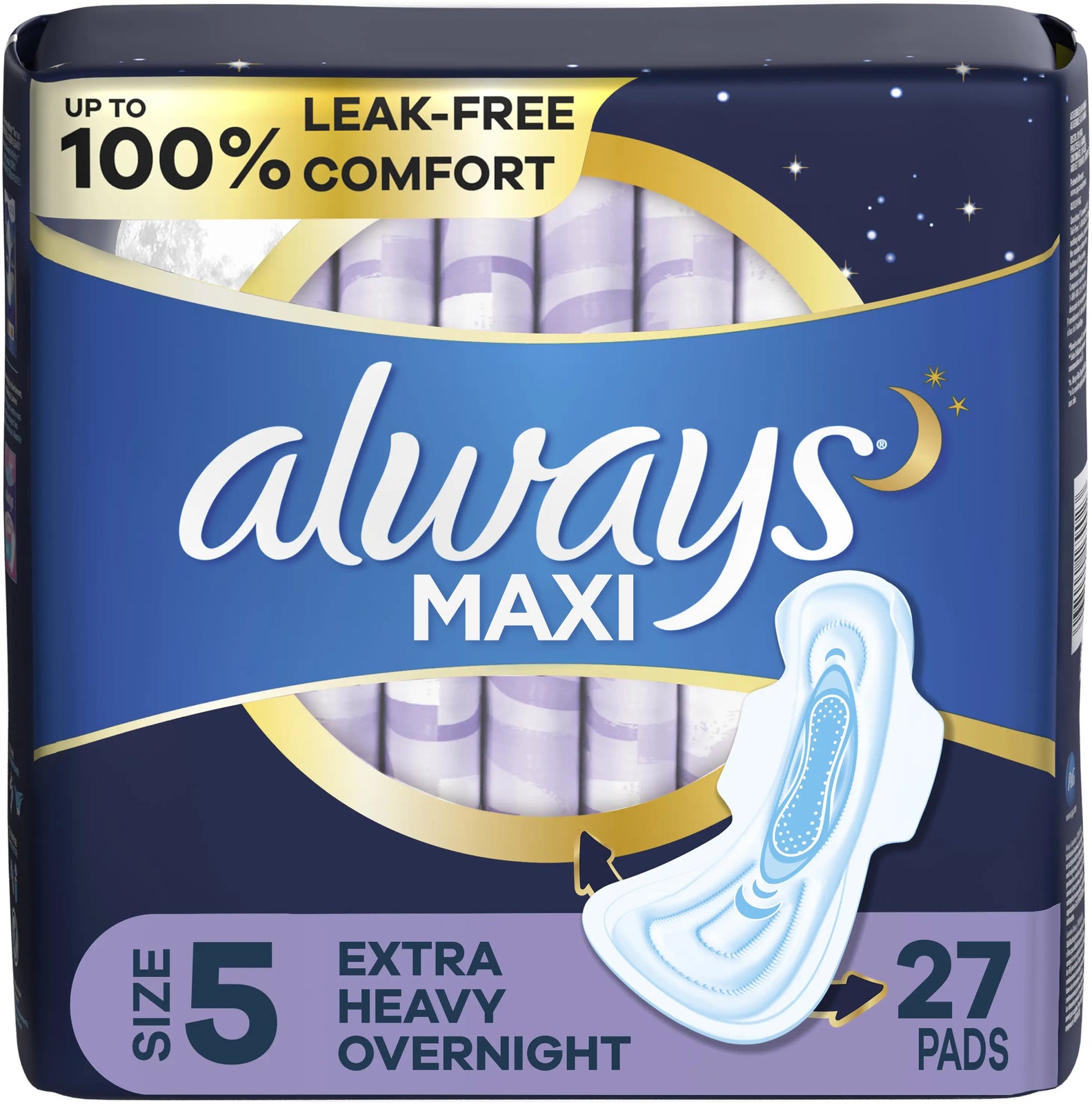 Always Overnight Feminine Pads with Wings