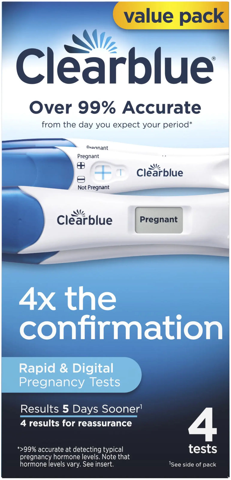 Clearblue Early Combo Pack Pregnancy Tests, 4 Count