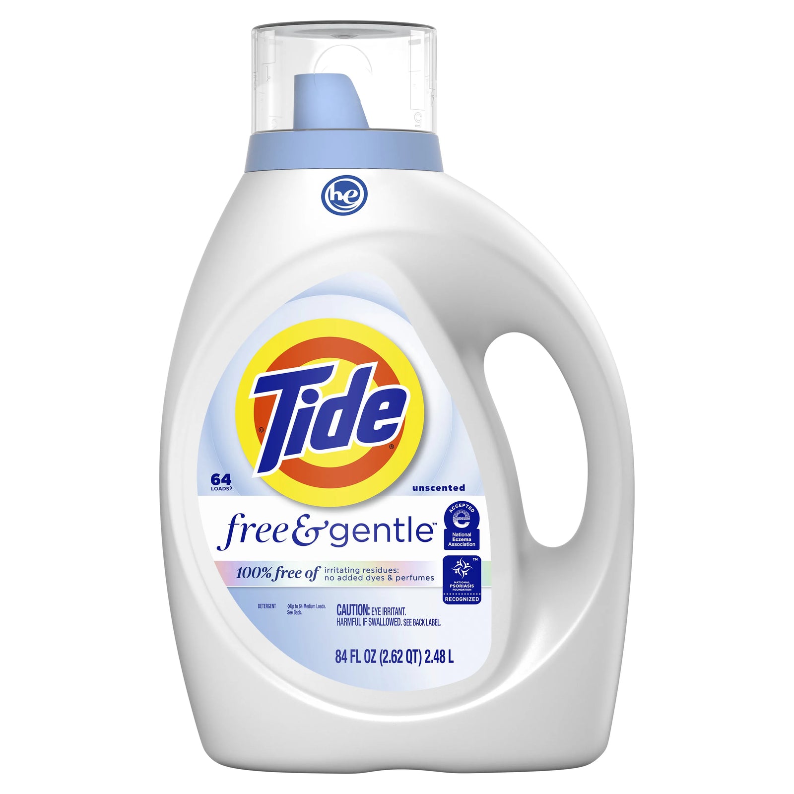Tide Free & Gentle HE Liquid Laundry Detergent, Unscented, 84 oz
