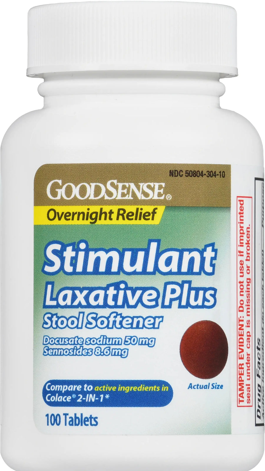 GoodSense Stimulant Laxative + Stool Softener Overnight Relief Tablets, 100 Count
