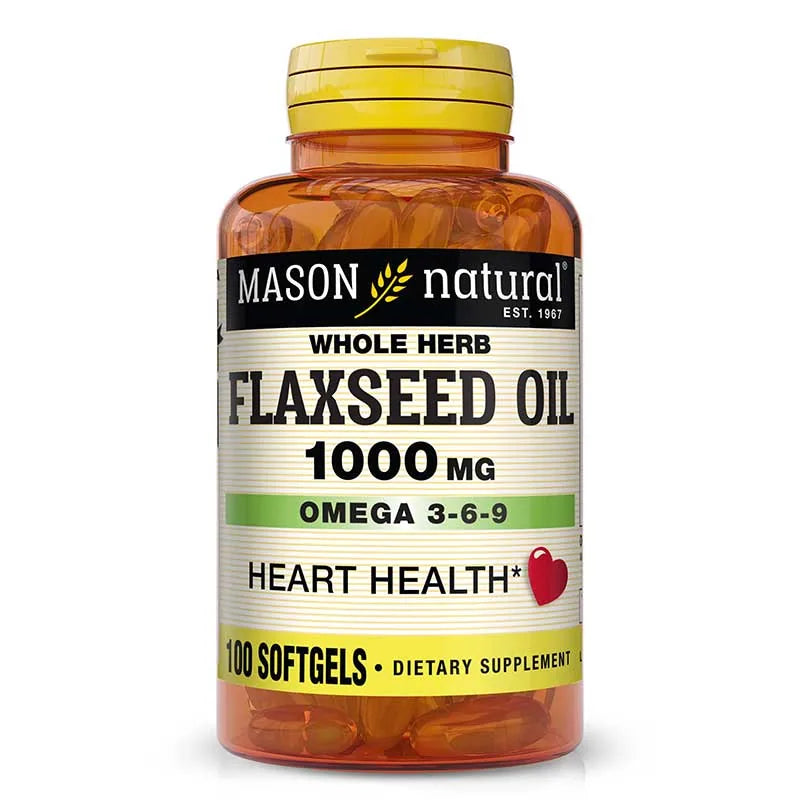 Mason Natural Flaxseed Oil Heart Health 1000 mg Softgels, 100 Count