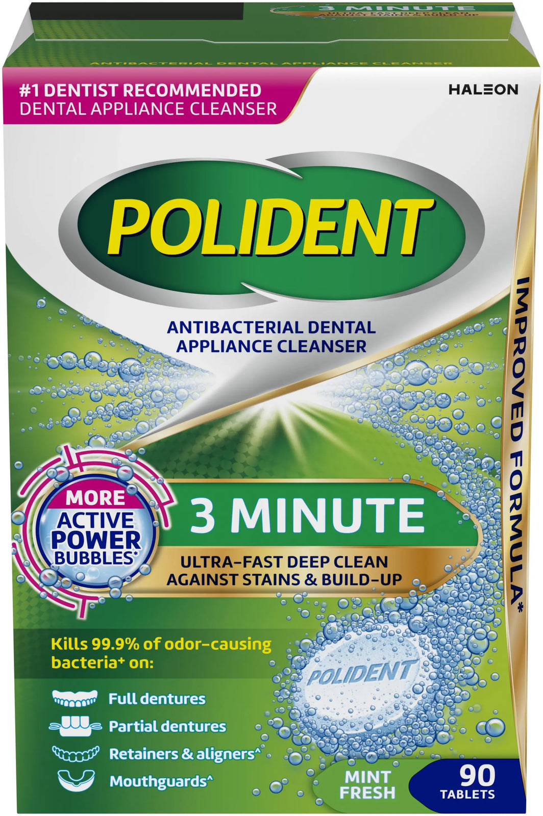 Polident 3 Minute Antibacterial Dental Appliance Cleanser Tablets