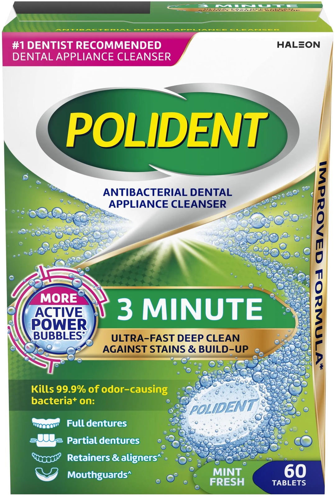 Polident 3 Minute Antibacterial Dental Appliance Cleanser Tablets