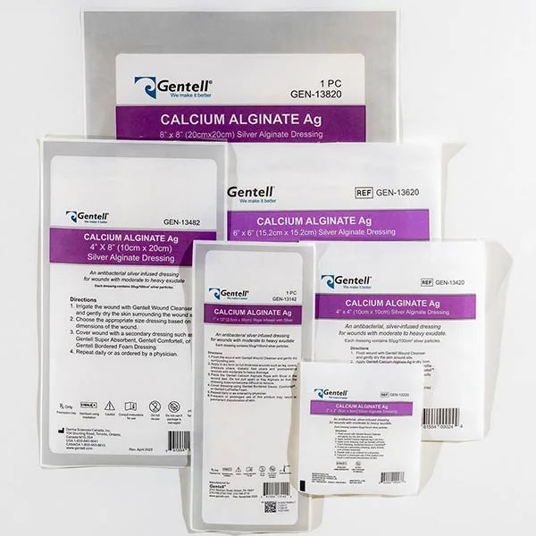 Gentell Calcium Alginate Ag Dressing, 6 in x 6 in