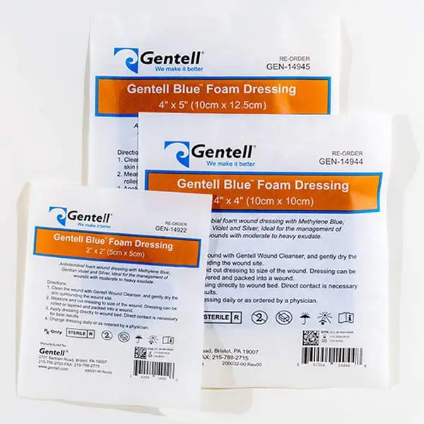Gentell Blue Dressing - Antimicrobial Foam Wound Dressing