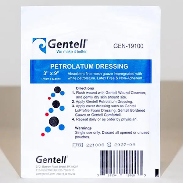 Gentell Petrolatum Gauze Dressing, 3 in x 9 in