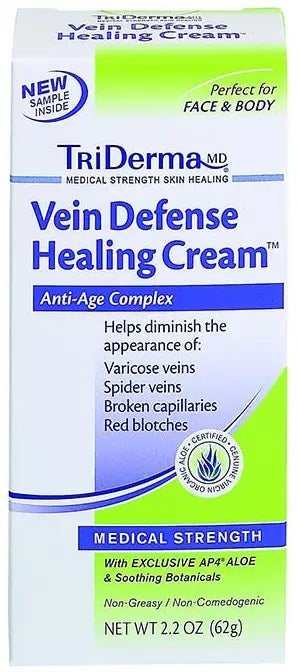 TriDerma® Genuine Virgin Aloe Vein Defense Healing Cream, Anti-Aging Peptides, Fragrance-Free, 2.2 oz