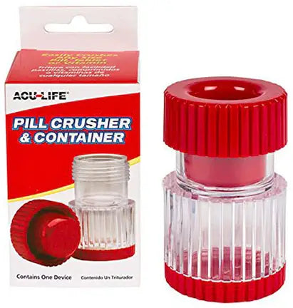 Acu-Life Pill Crusher, Built-In Pill Compartments, See-Through Design