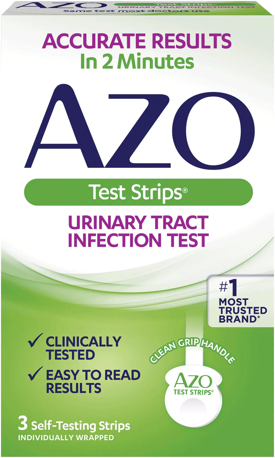 AZO Urine Test Strips for UTI with Handle, 3 Count