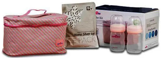 Spectra Baby USA Pink Breast Milk Cooler Kit with Ice Pack and 2 Bottles