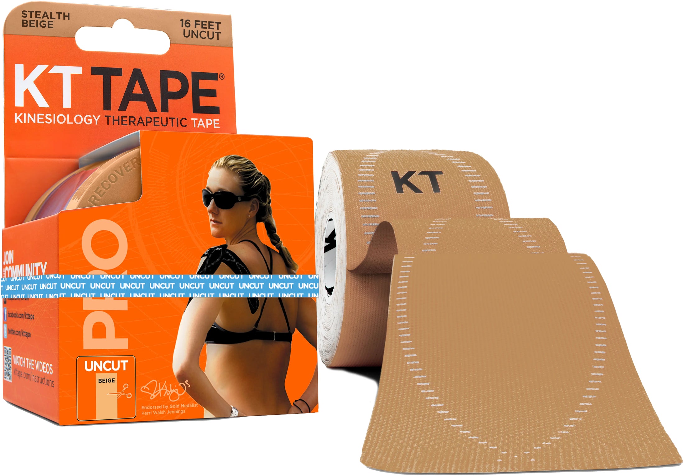 KT Tape Pro Uncut Single Roll - 16 Ft. Kinesiology Tape