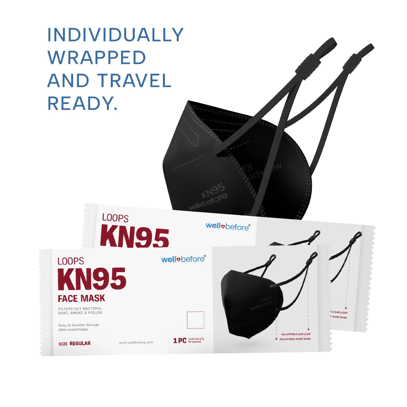 KN95 Face Mask | Individually Wrapped, Elastic Ear Loops