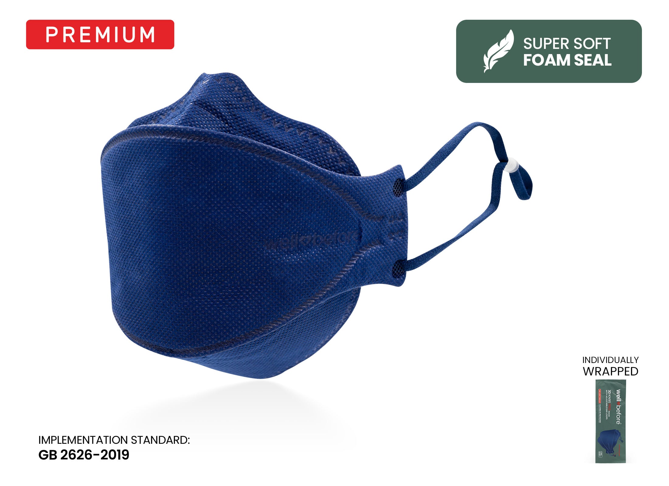 KN95 3D Pro Face Mask | Premium 3D Fit, Anti-fogging, Adjustable Ear Loops - Bag of 10