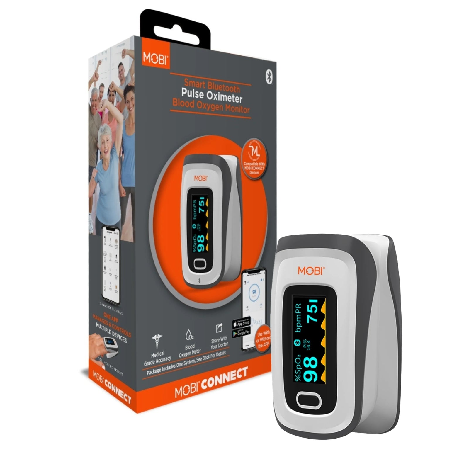 MOBI Smart Bluetooth Pulse Oximeter Blood Oxygen Monitor