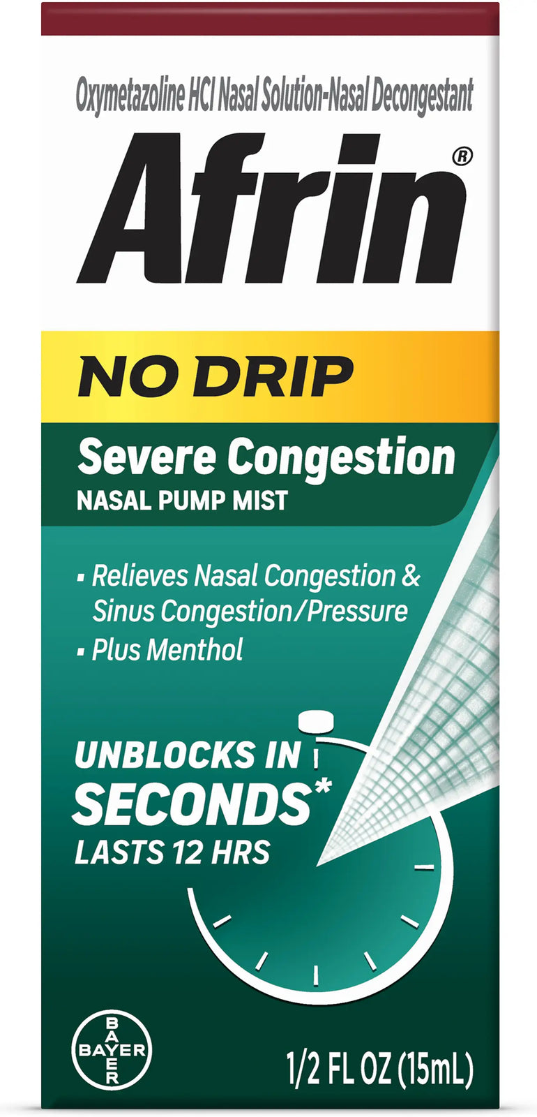 Afrin No Drip Severe Congestion Pump Nasal Mist, 0.5 oz