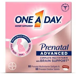 One A Day Women's Prenatal Vitamins with Choline, 60+60 Count