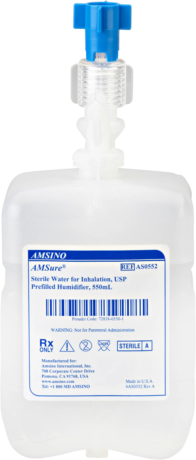 Amsino International AMSure 550mL Sterile Water for Inhalation Humidifier