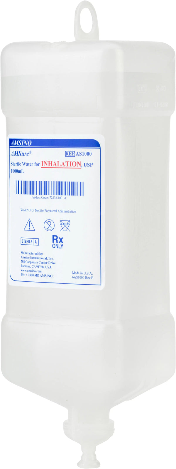 Amsino International AMSure 1000mL Sterile Water for Inhalation USP