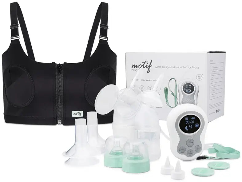 Motif Medical Duo Portable Double Electric Breast Pump with Hands-Free Pumping Bra Bundle