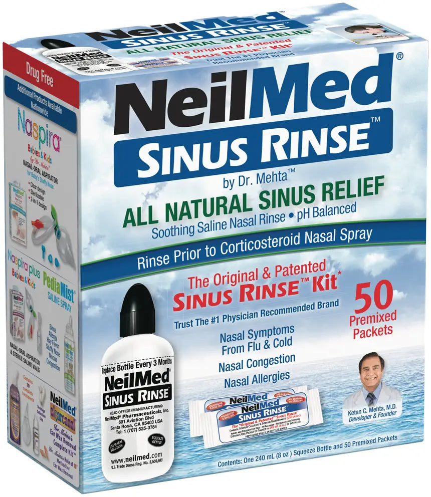 NeilMed Sinus Rinse Starter Kit with 50 Packets