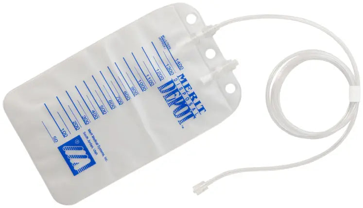 Merit Medical Systems Multi-Purpose Drainage Bag with Large Bore Tubing, 1400mL
