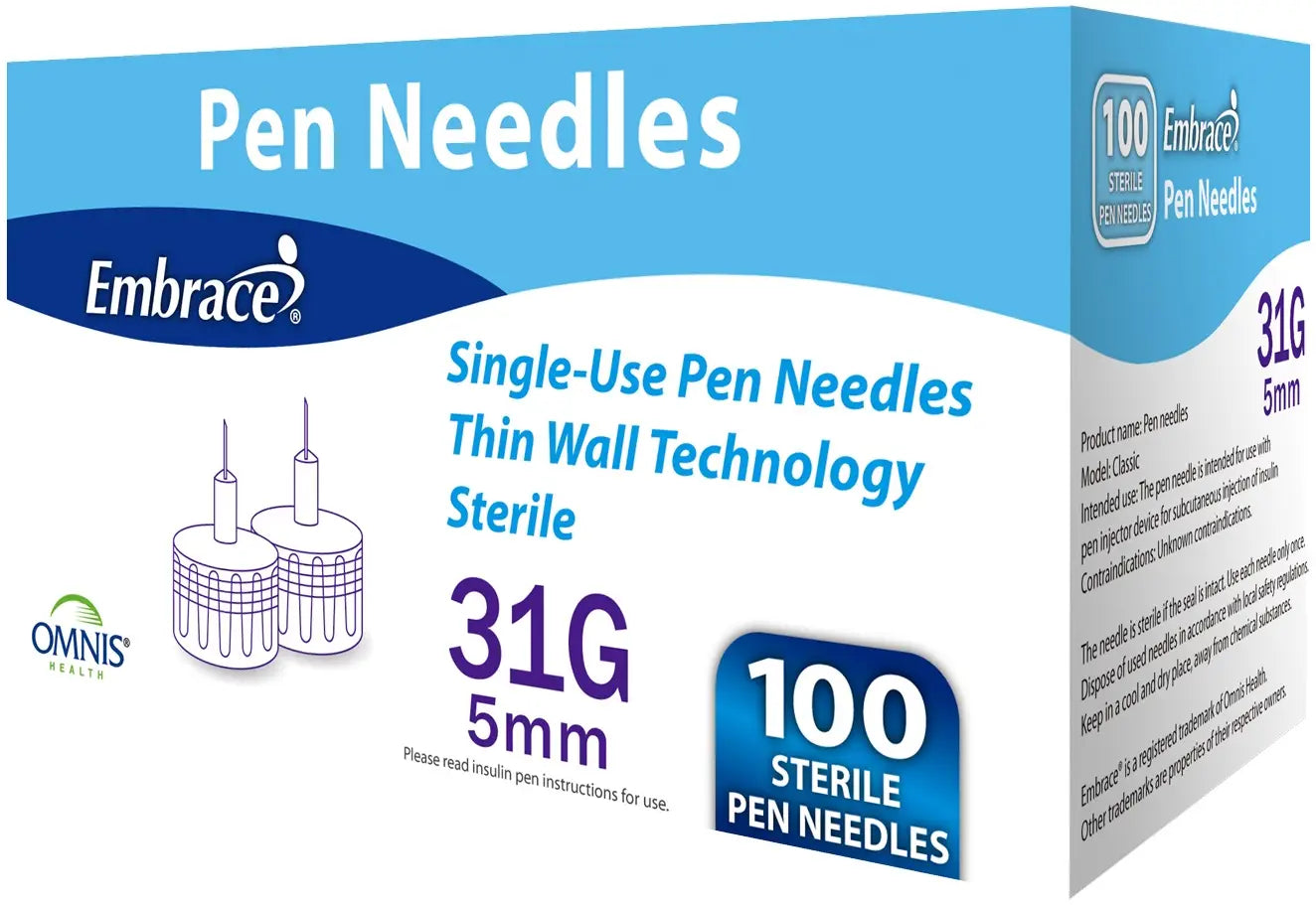 Embrace Pen Needles - 31G/32G, 4mm/5mm/8mm