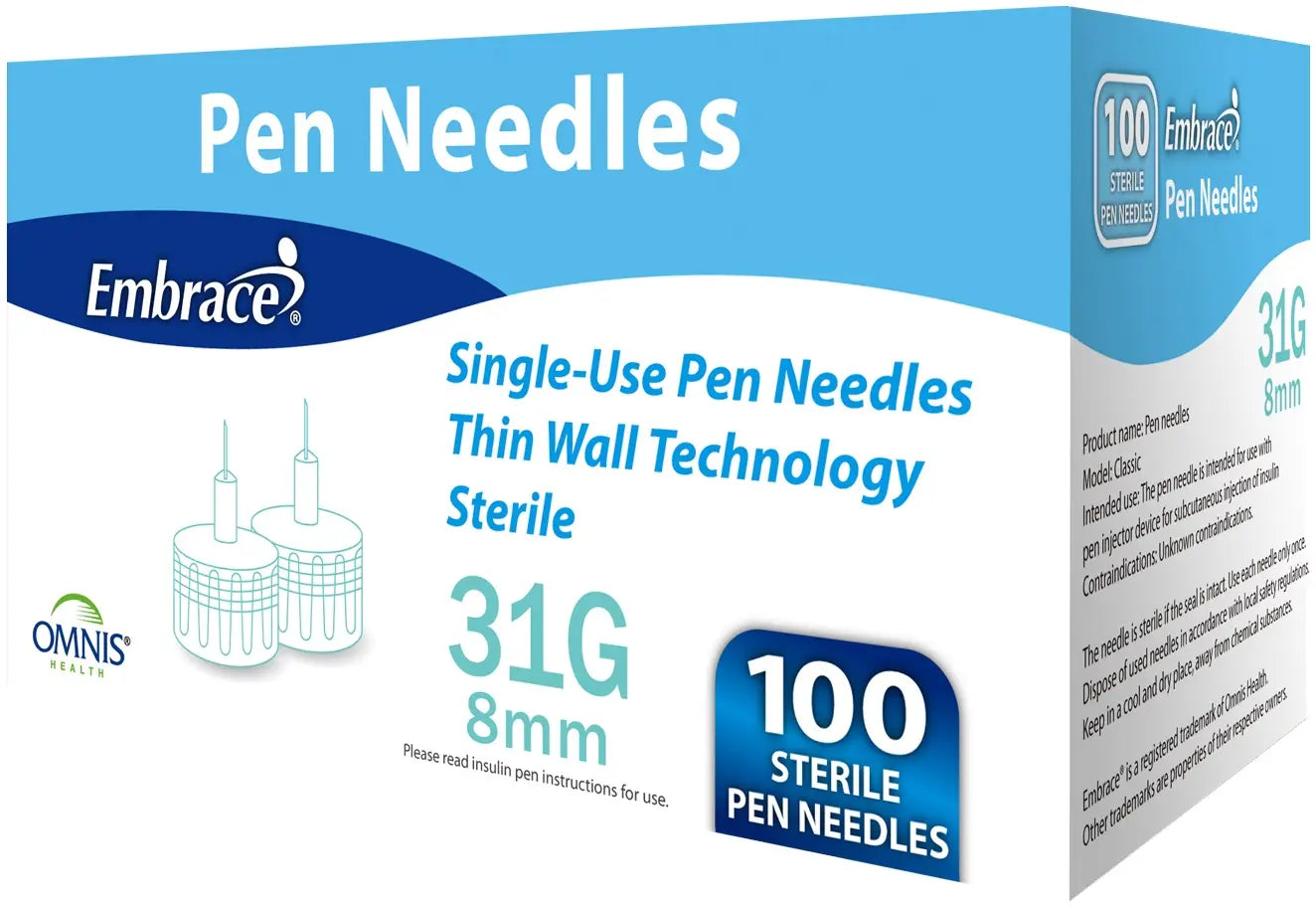 Embrace Pen Needles - 31G/32G, 4mm/5mm/8mm