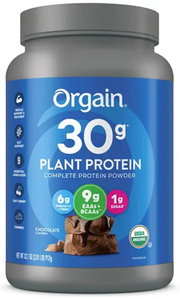 Orgain Organic Plant Protein Powder, Chocolate, 32.1 oz