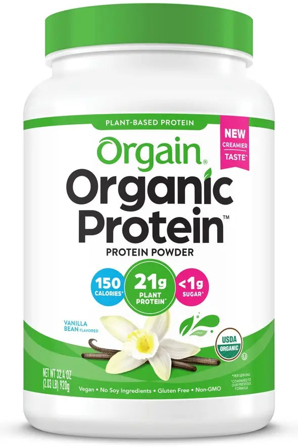 Orgain Plant Based Organic Protein Powder, Sweet Vanilla Bean, 32.4 oz