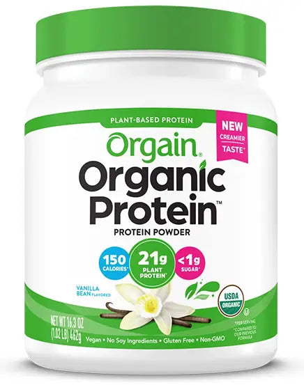 Orgain Organic Plant-Based Protein Powder, Sweet Vanilla Bean, 16.3 oz