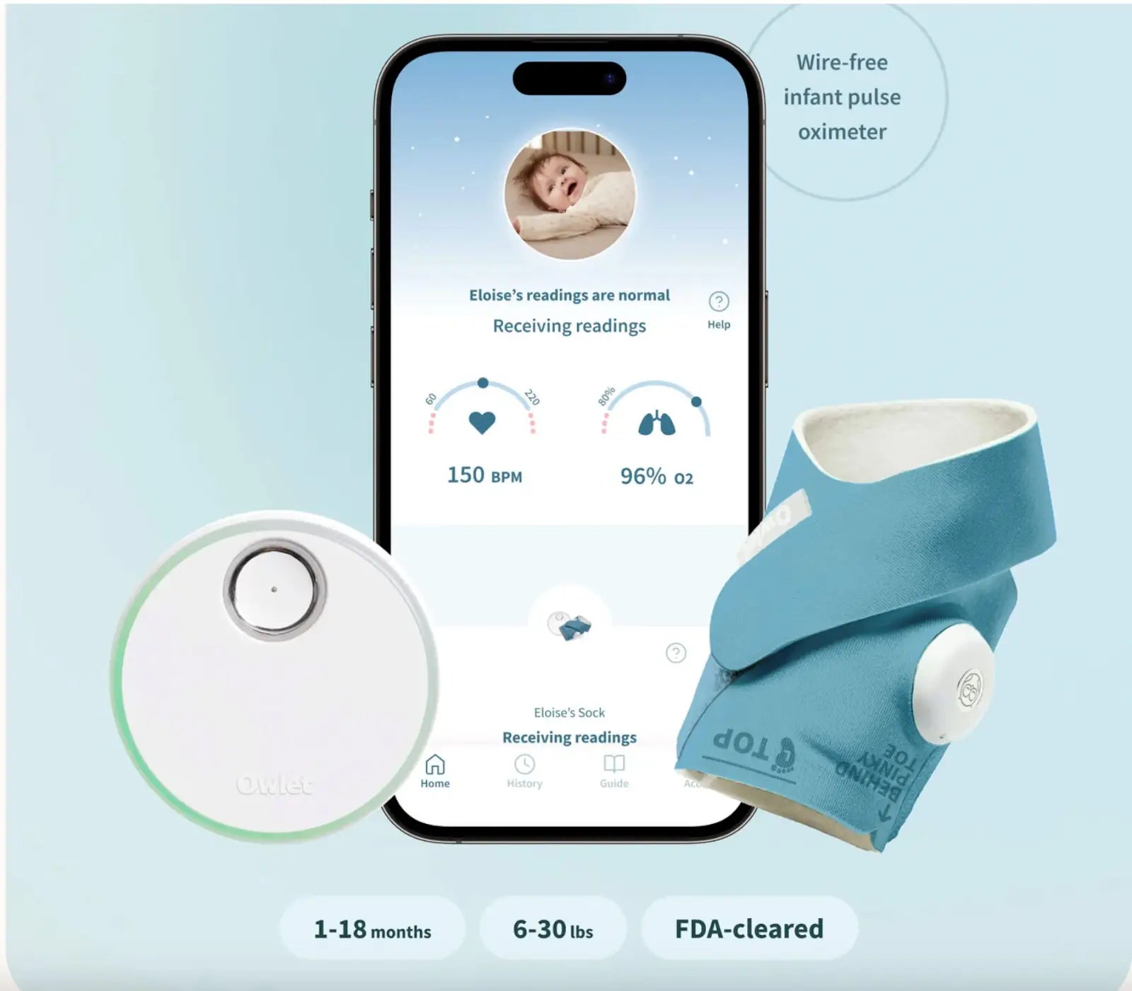 Owlet BabySat Monitoring System Prescription Pulse Oximeter for Infants