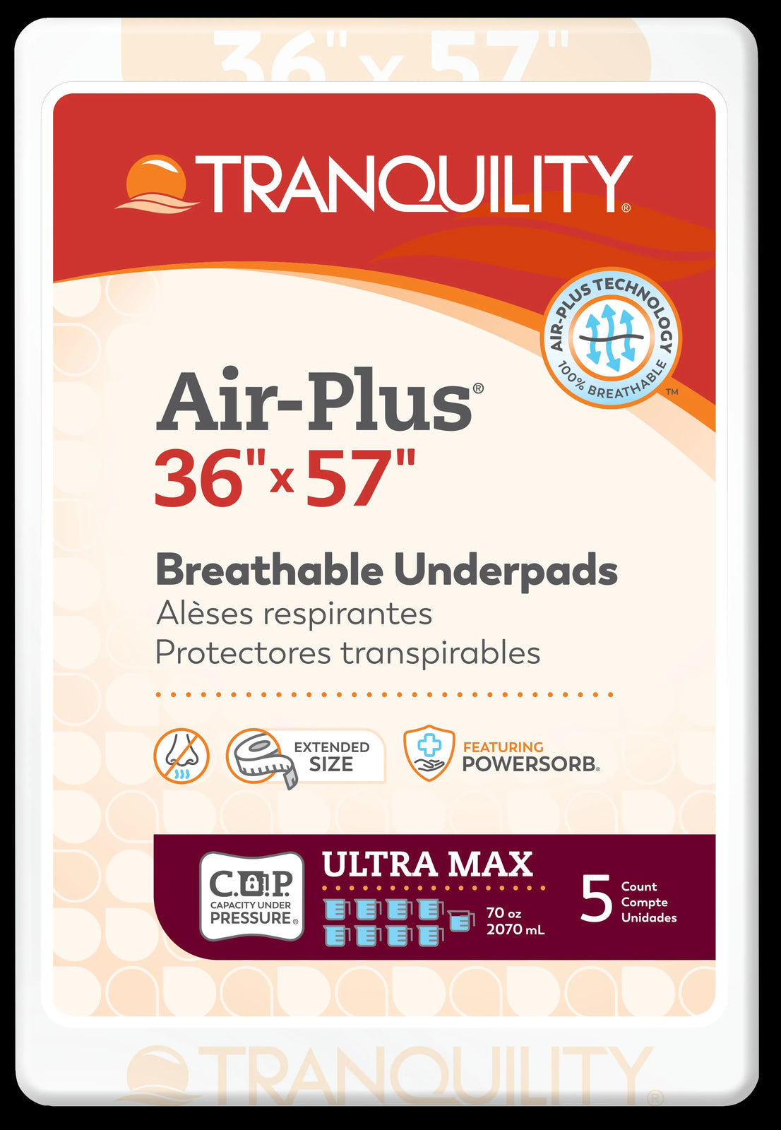 Tranquility Air-Plus Breathable Underpads, 36 x 57 Inches