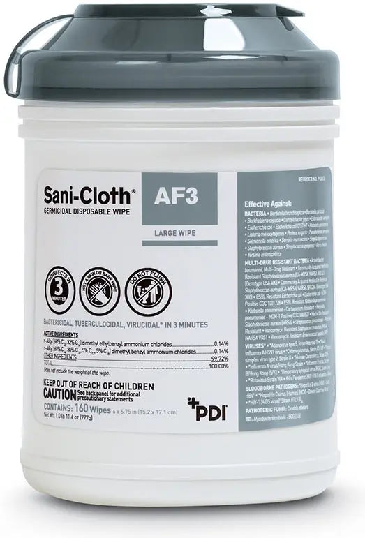 PDI Sani-Cloth AF3 Germicidal Disposable Wipes, Large 6" x 6-3/4", 160 ct.