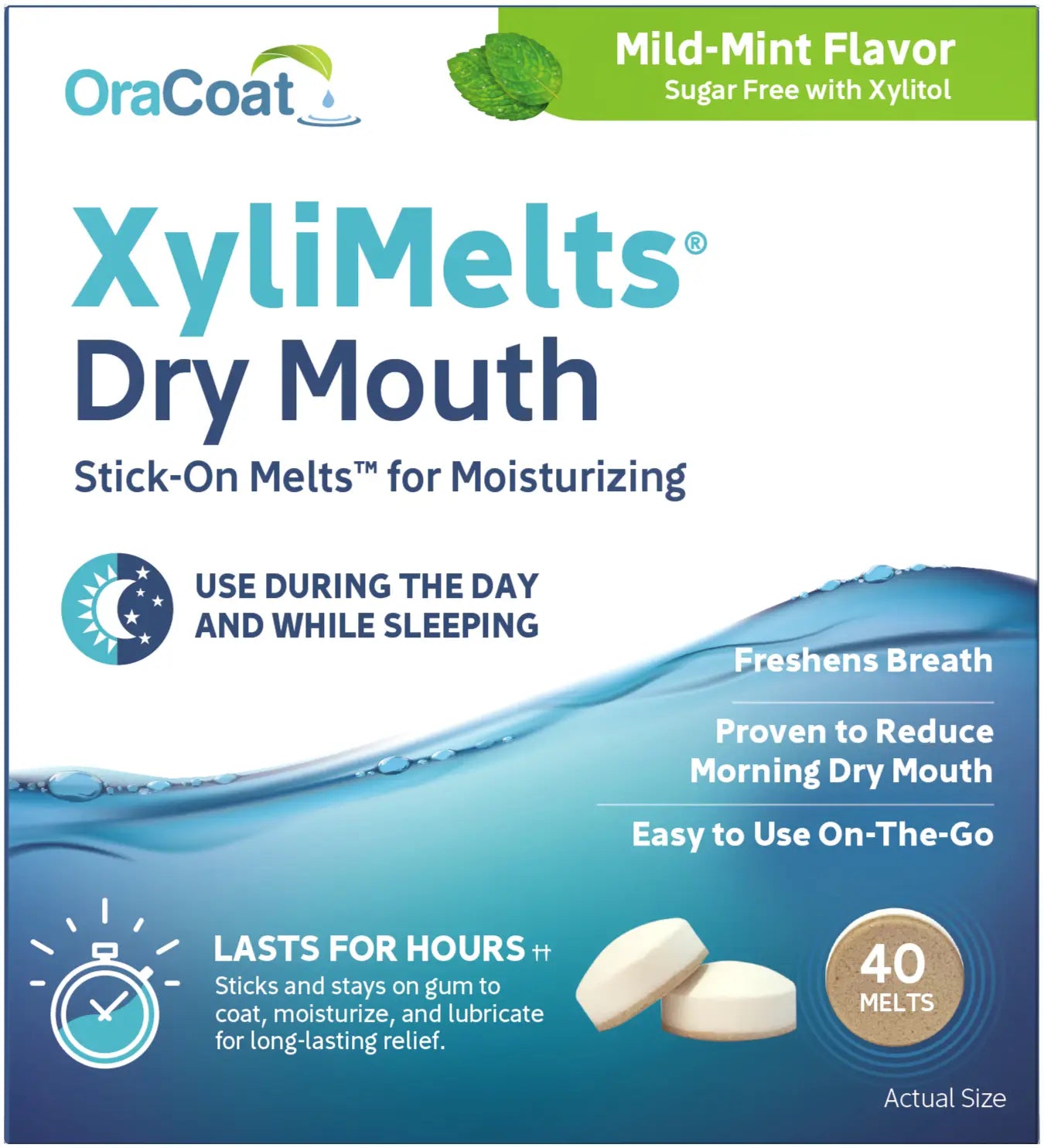 OraCoat XyliMelts Mild Mint Dry Mouth Discs, 40 ct