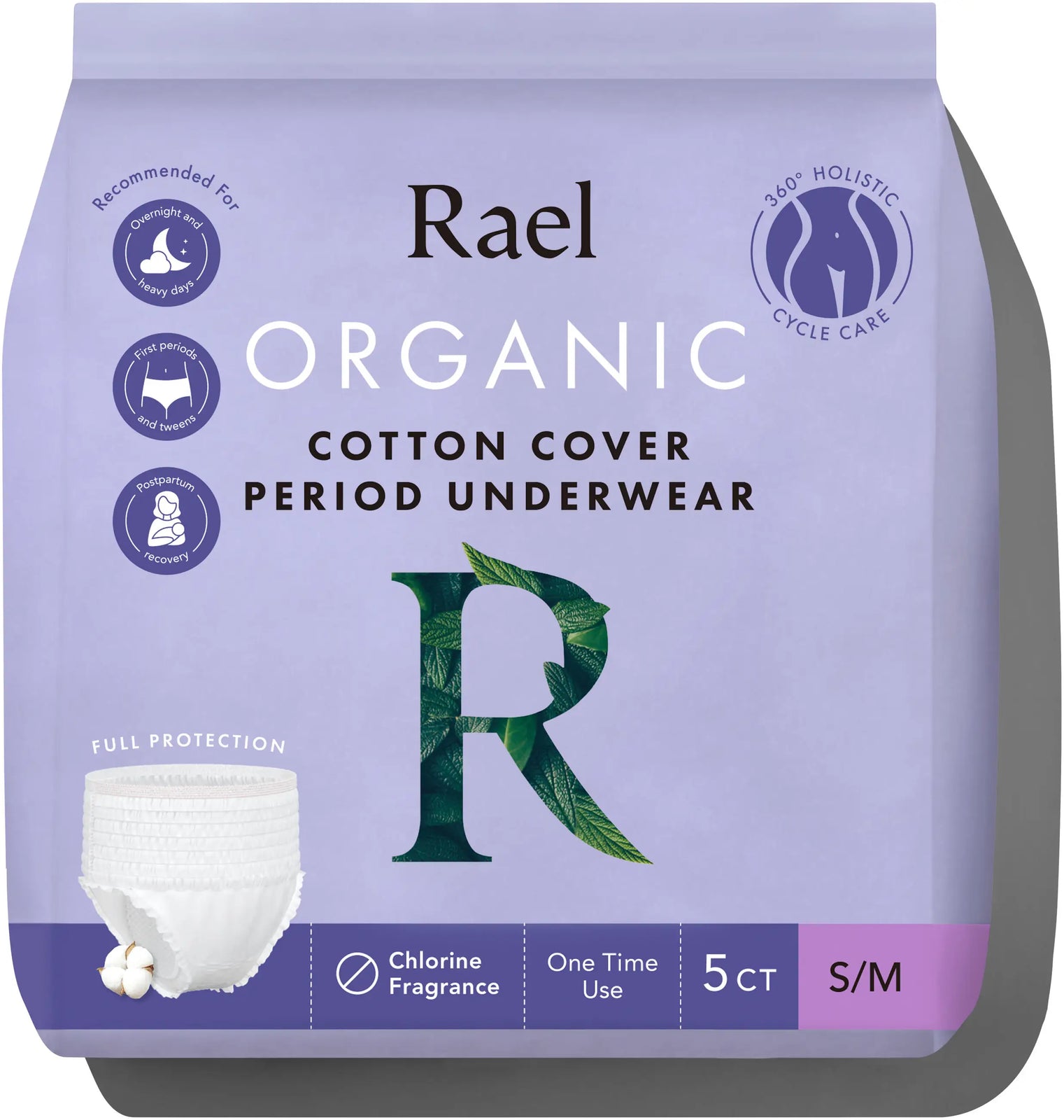 Rael Organic Cotton Cover Period Underwear S-M (Pack of 5)