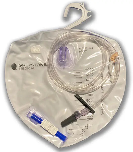 Safe N Simple Greystone Urinary Drainage Bag with Anti-Reflux Device, 2000mL