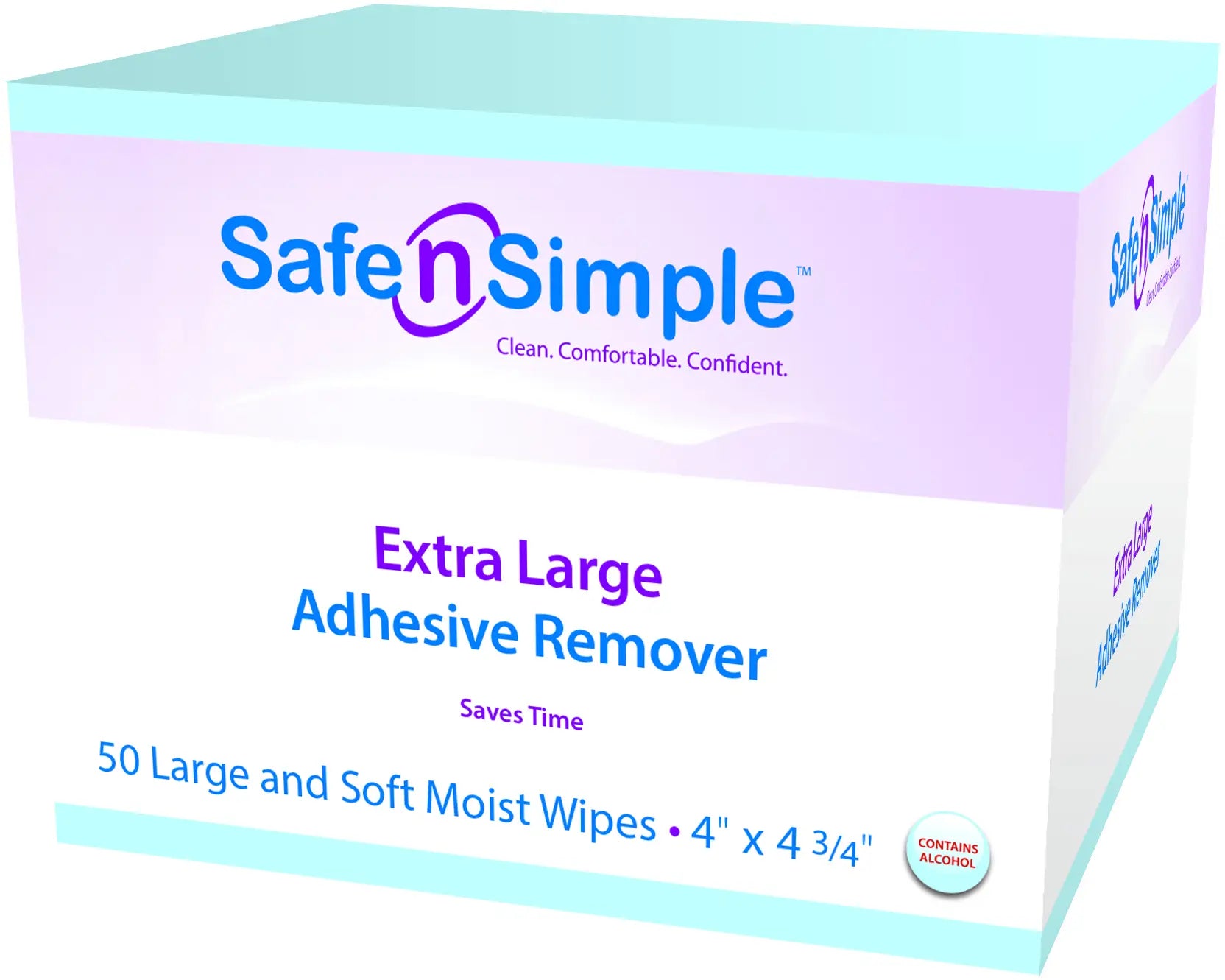 Safe N Simple Extra Large Adhesive Remover Wipe, 4" x 4-3/4"