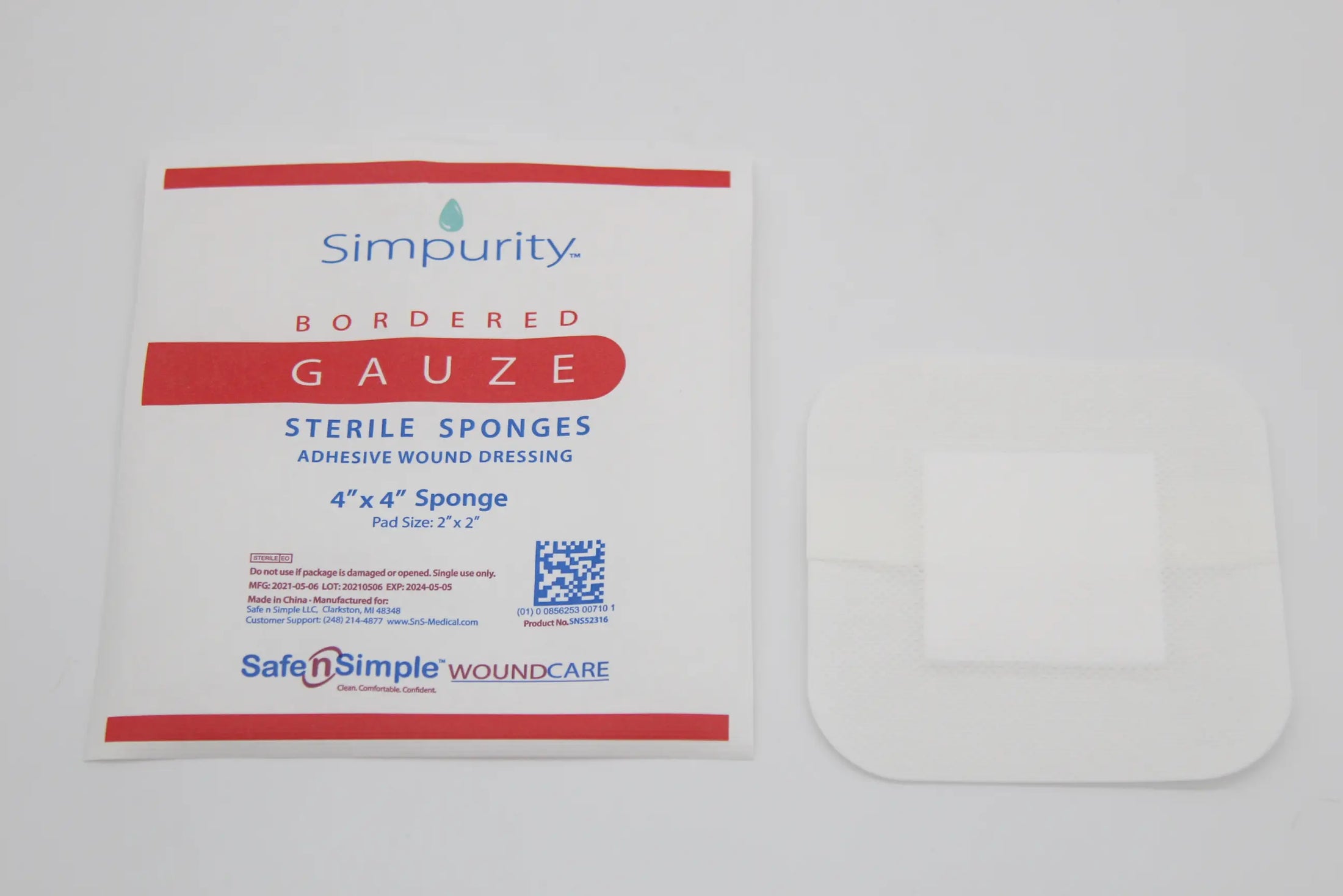 Safe N Simple Bordered Gauze Dressing 4" x 4"